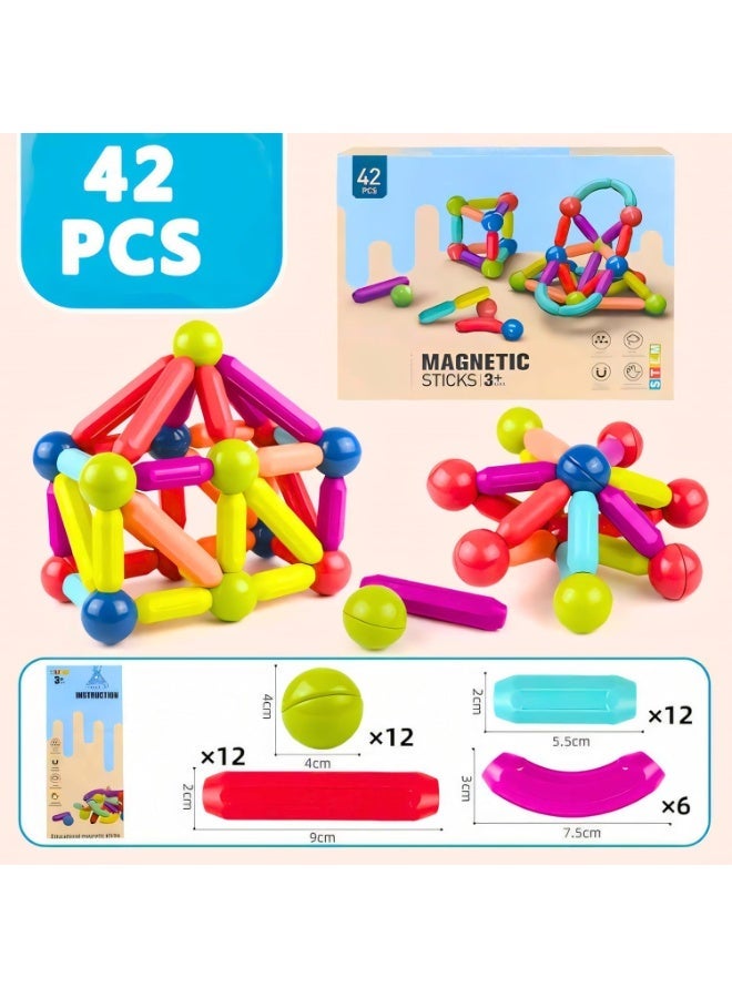 Magnetic Sticks and Balls Building Set – 42 Pieces - Image 2